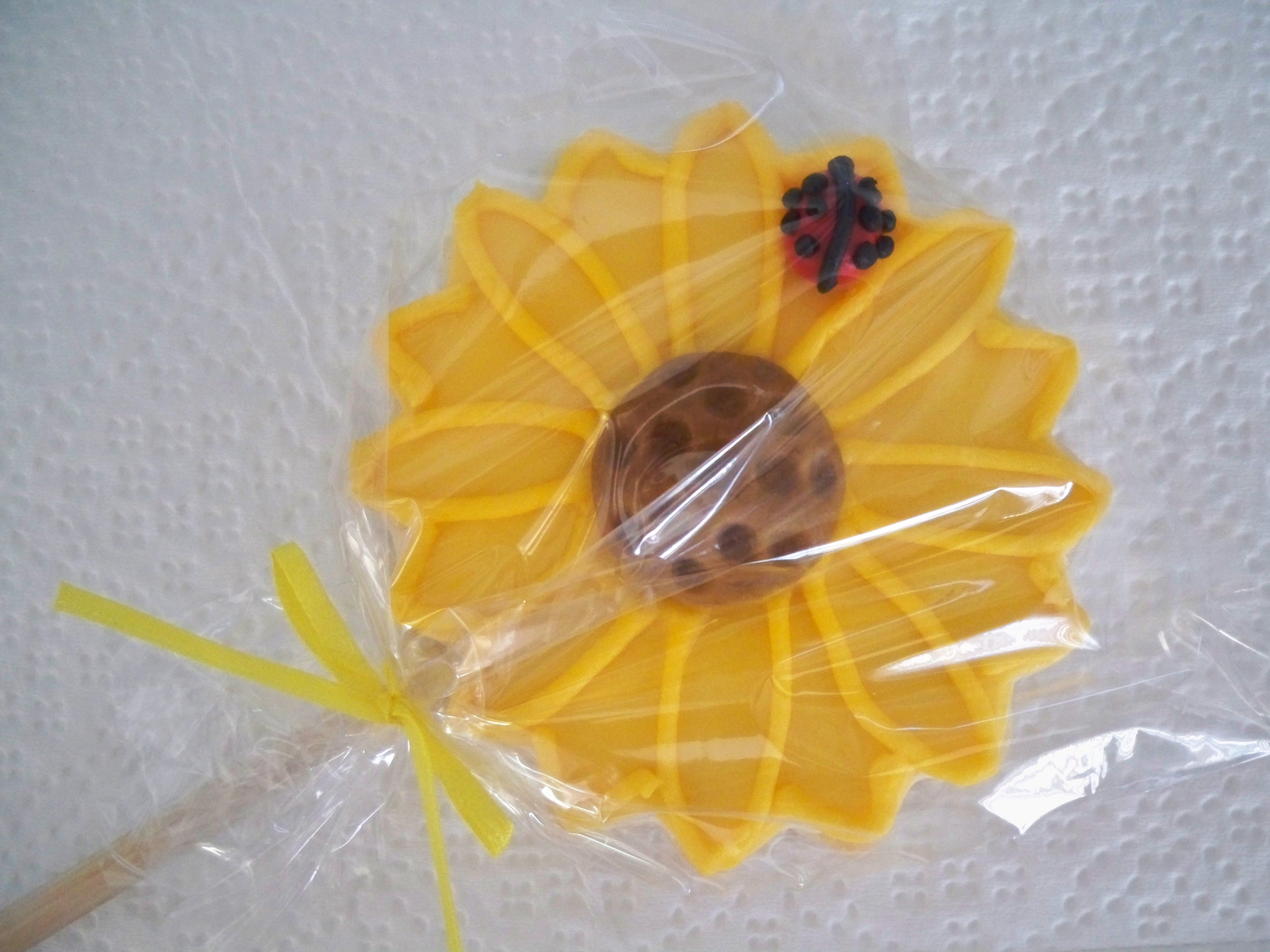 (3)Yellow SunFlower & Lady Bug On A Stick
